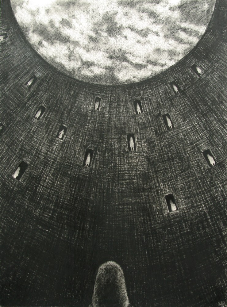 방관자 55×78cm chacoal on paper 2015